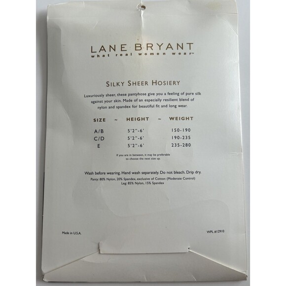 2 Pair Lane Bryant Silky Sheer Control Top Pantyhose In Off White Plus Size E - Picture 10 of 10